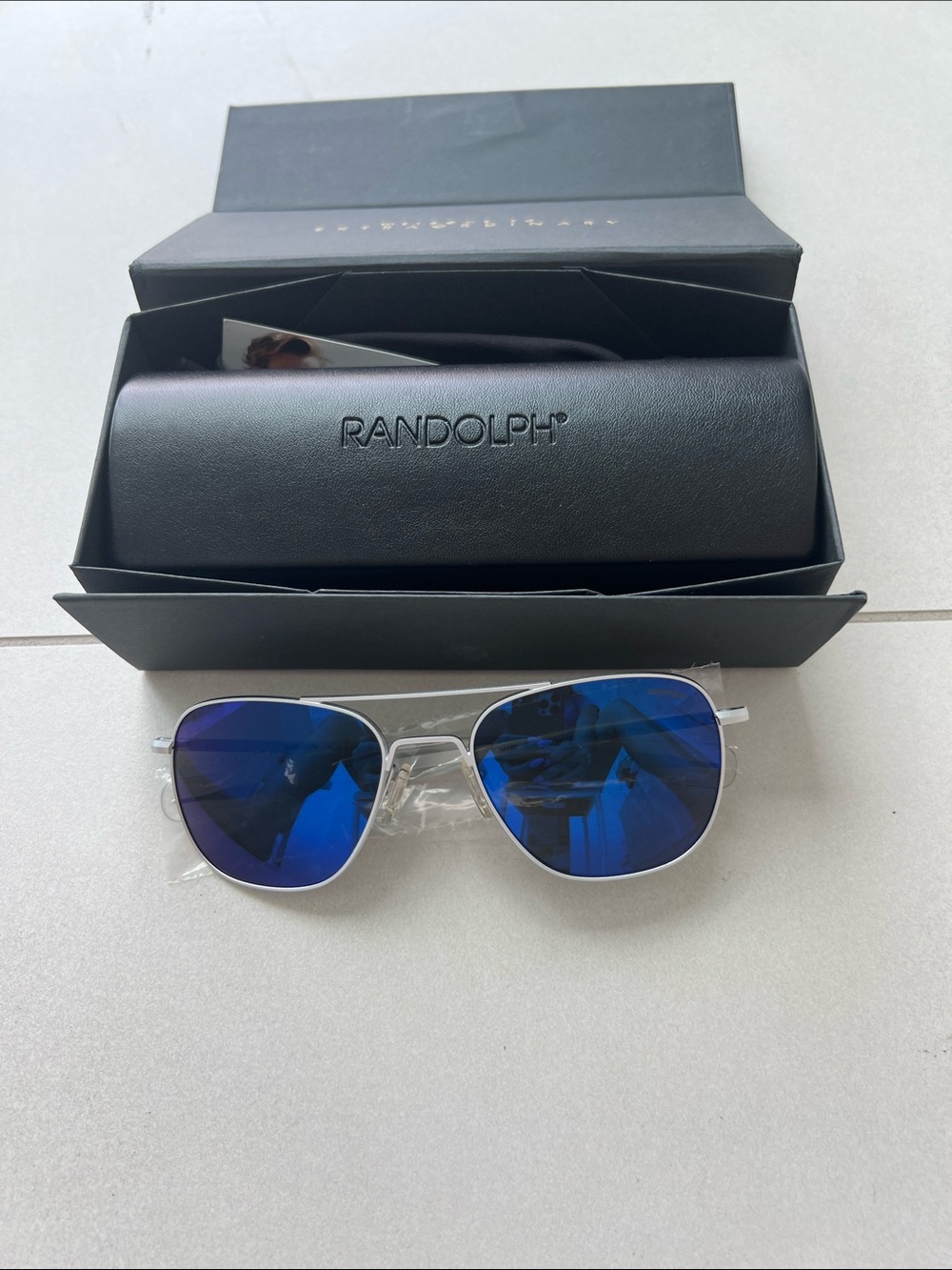 Men’s Aviator Sunglasses — Silver Frame with Blue Lenses